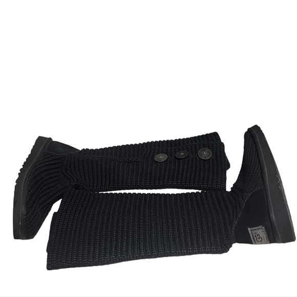 Ugg Black Classic Cardy Knit Boots Women's Size 7 - Picture 2 of 16